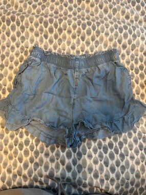 Aerie Light Blue Chambray Ruffle Hem Women's Shorts